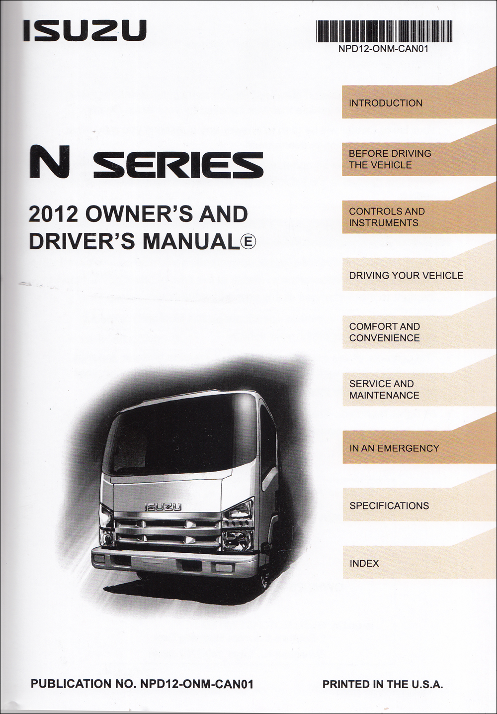 2012 Isuzu NPR NQR NRR Diesel Truck Owner's Manual Original Canadian