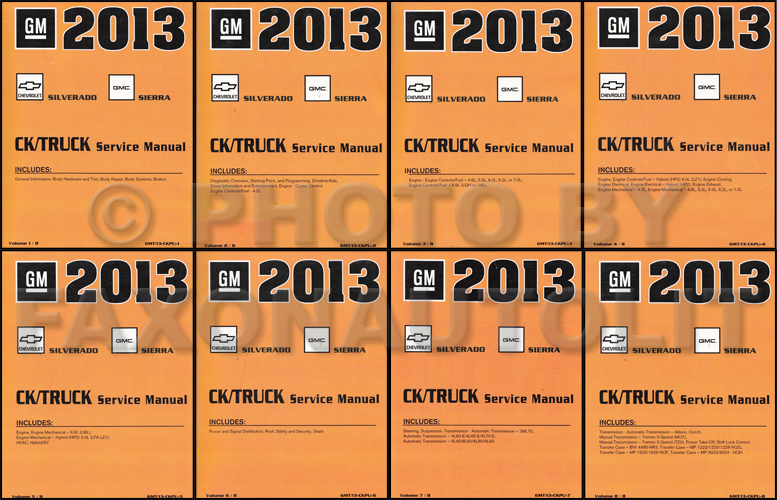 2013 Chevrolet Silverado and GMC Sierra Repair Shop Manual Original 8 Volume Set