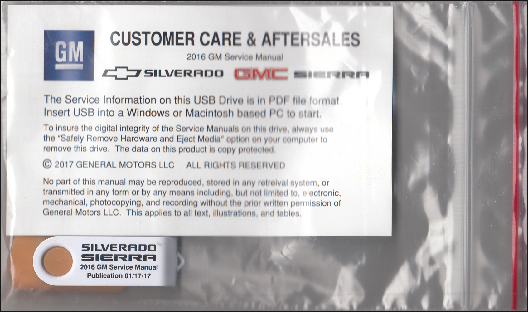 2016 Chevrolet Silverado GMC Sierra Repair Shop Manual on USB drive Chevy