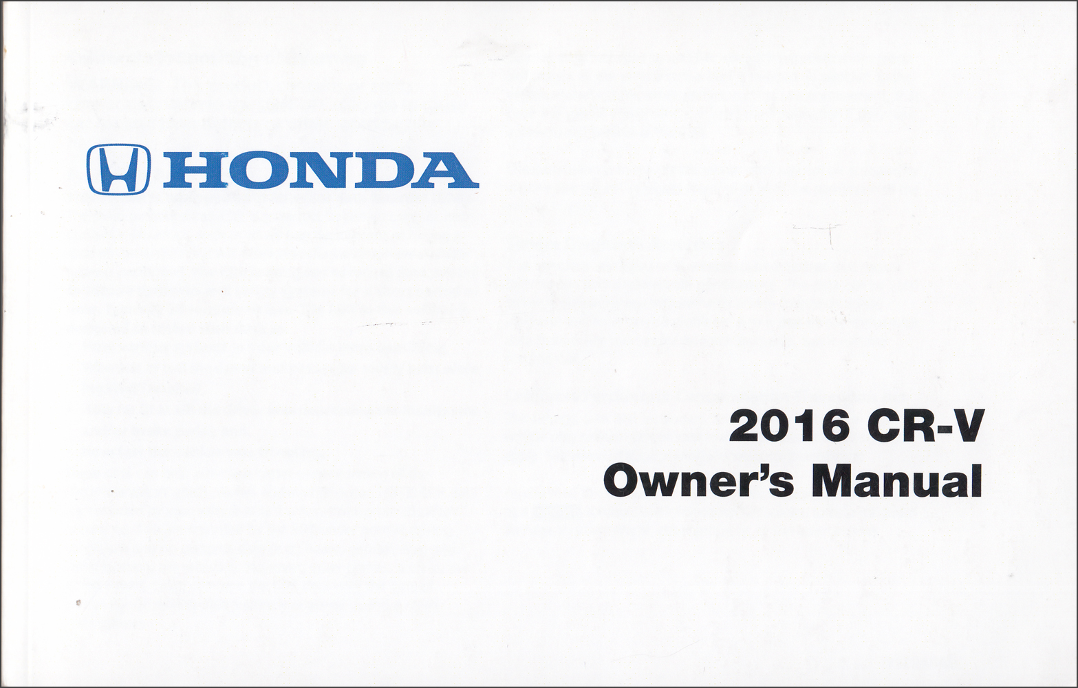 2016 Honda CR-V Owner's Manual Reprint
