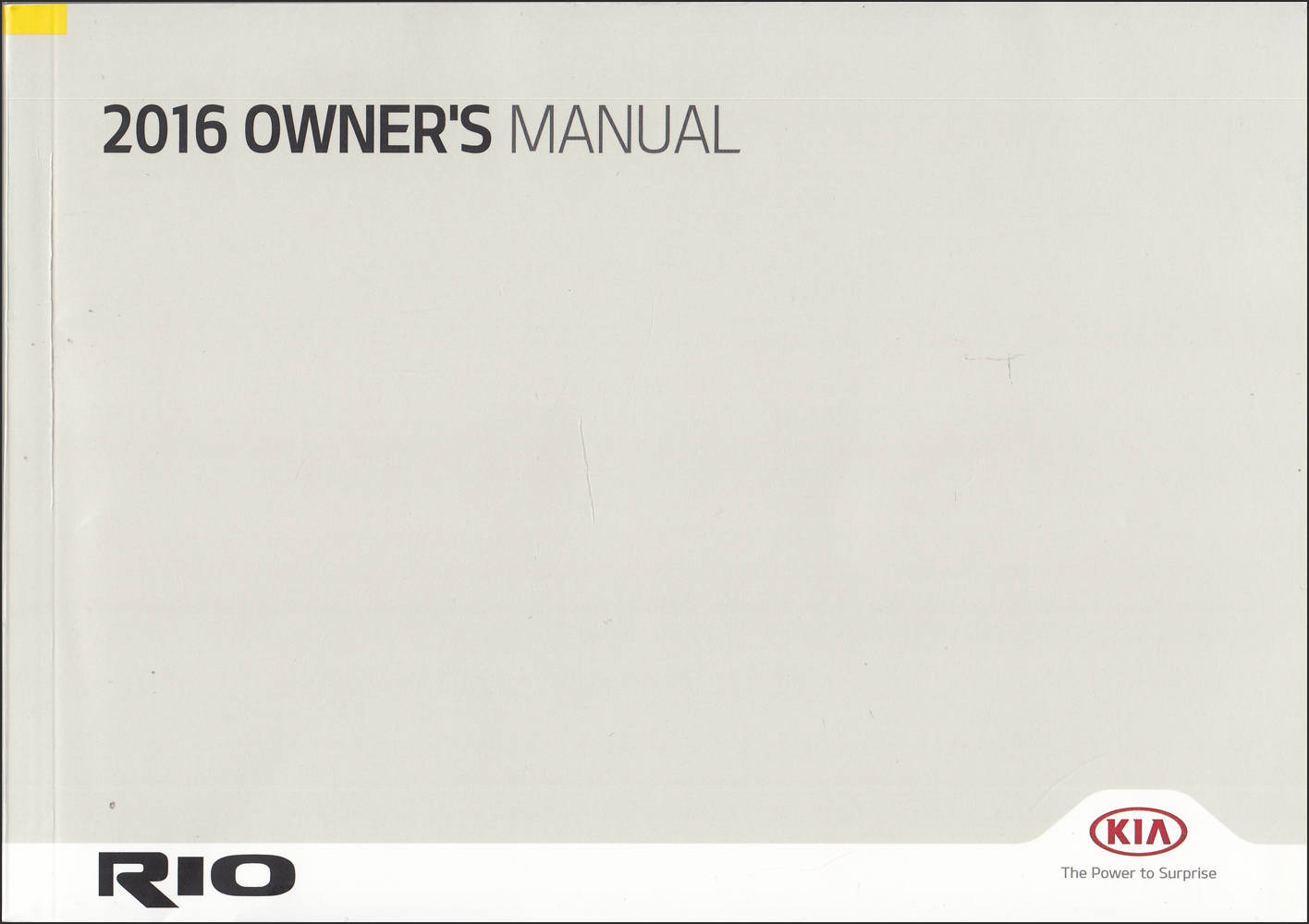 2016 Kia Rio Owners Manual Original