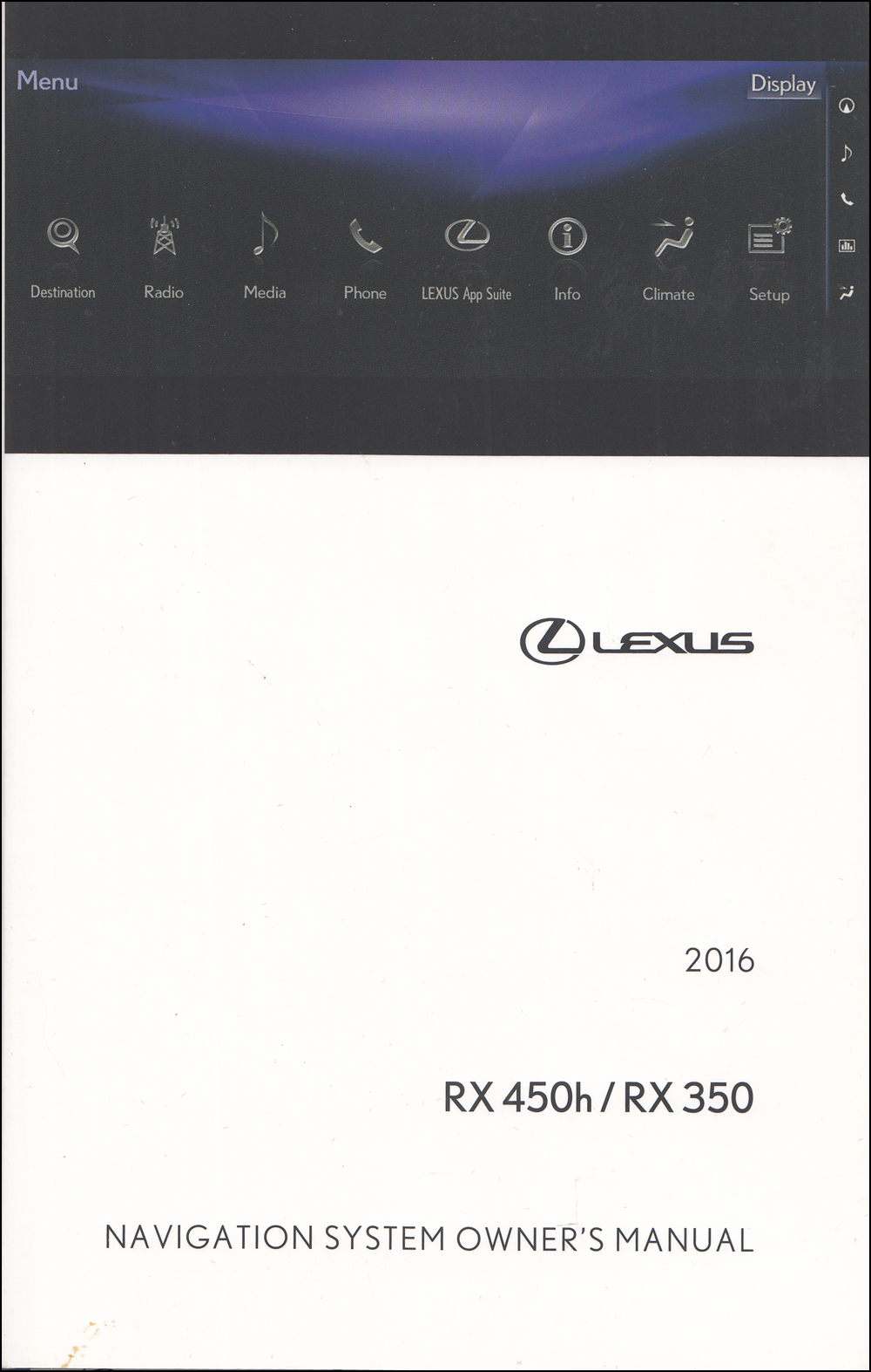2016 Lexus RX 450h / RX 350 Navigation System Owners Manual Original