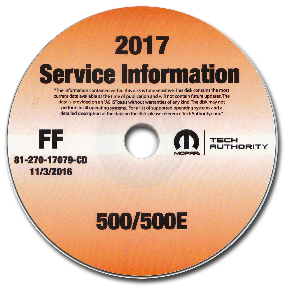 2017 Fiat 500 and 500E Repair Shop Manual CD-ROM or USB