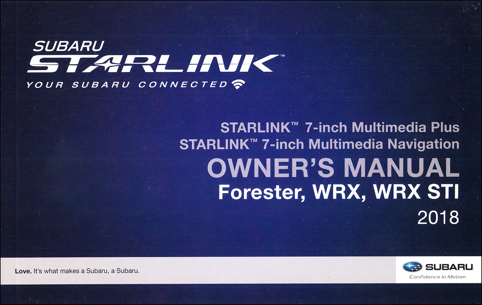 2018 Subaru Forester, WRX, WRX STI  Starlink Navigation & Multimedia System Owner's Manual Original