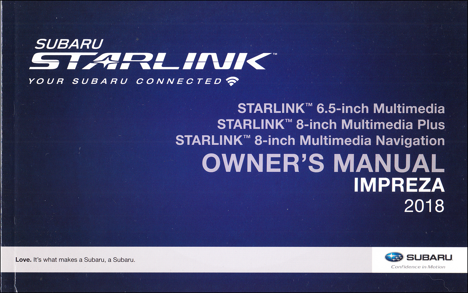 2018 Subaru Impreza Starlink Navigation & Multimedia System Owner's Manual Original