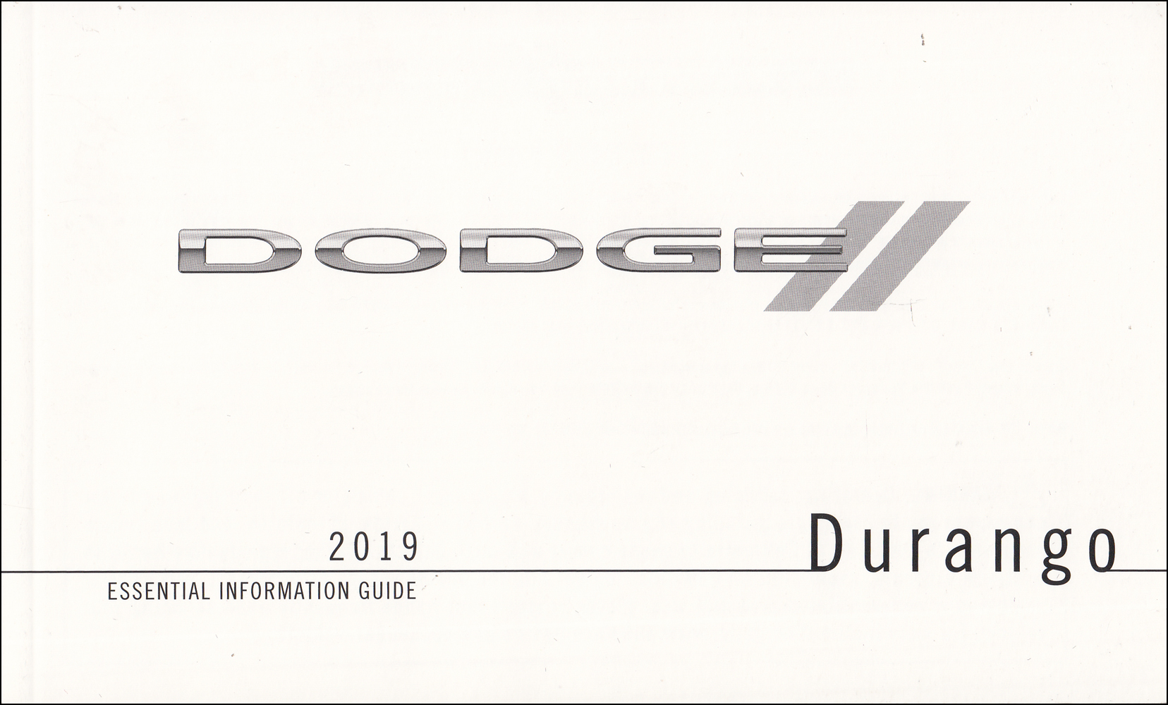 2019 Dodge Durango Essential Information Guide Owner's Manual Original