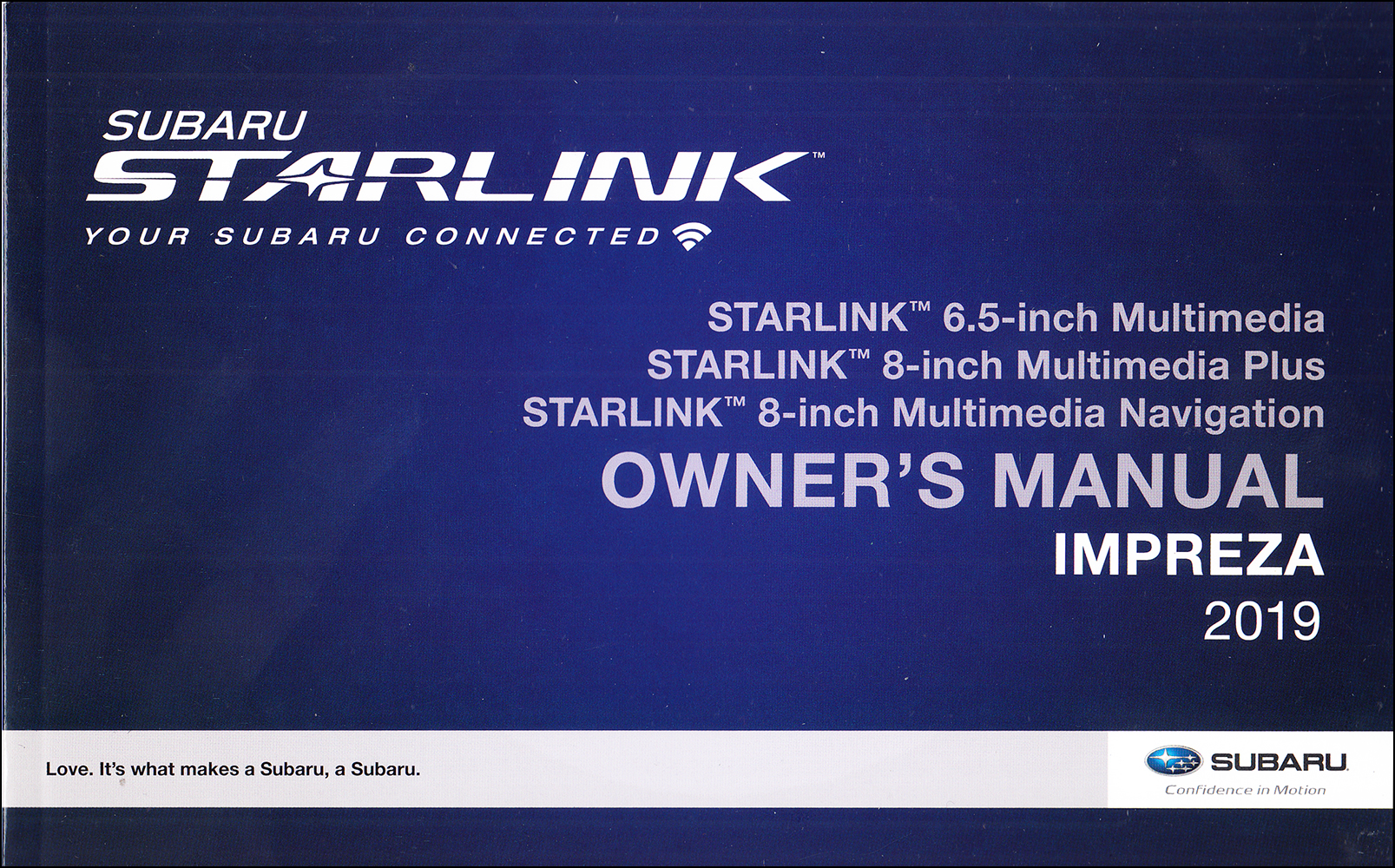 2019 Subaru Impreza Starlink Navigation & Multimedia System Owner's Manual Original