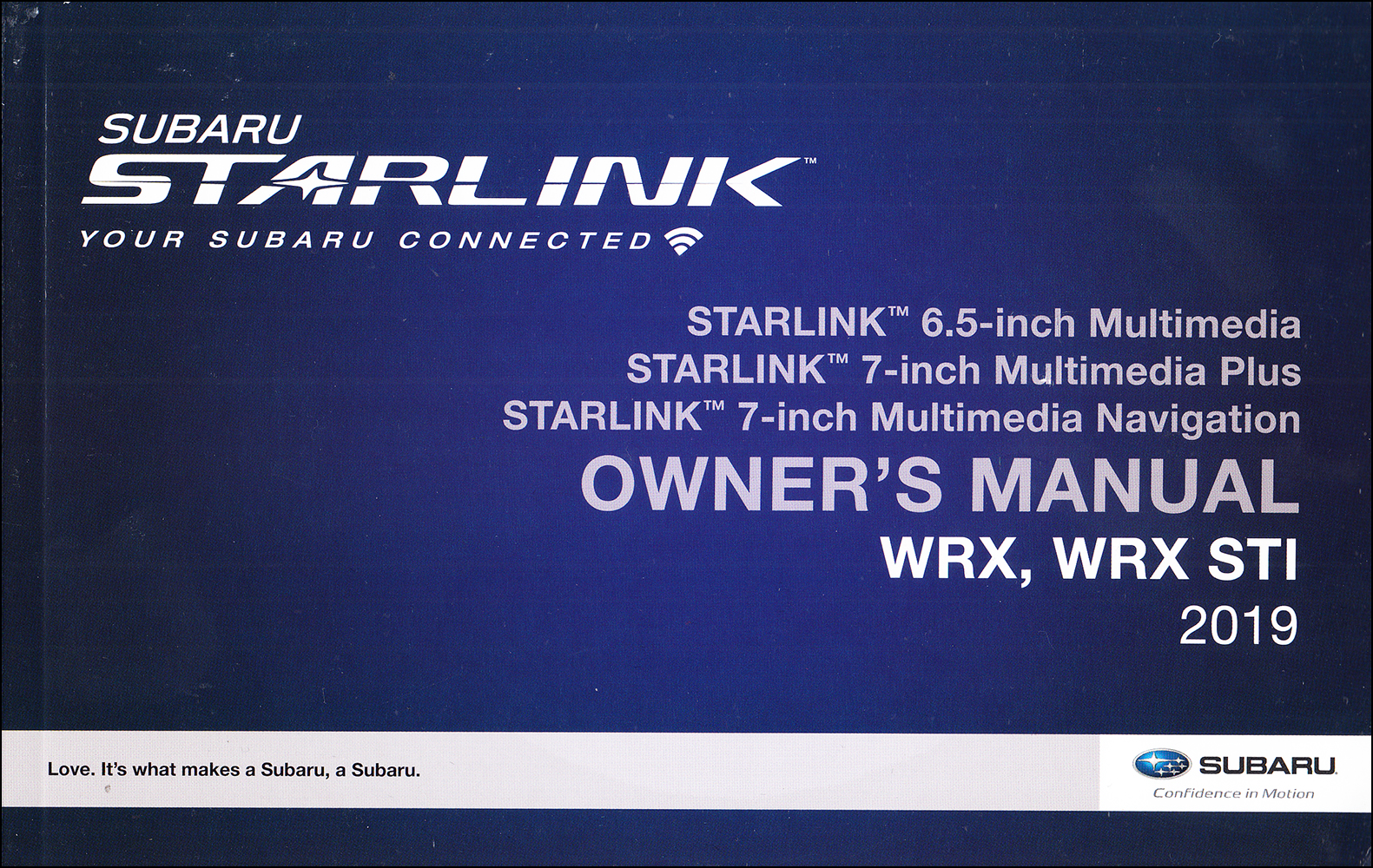 2019 Subaru WRX, WRX STI Navigation System Owner's Manual Original