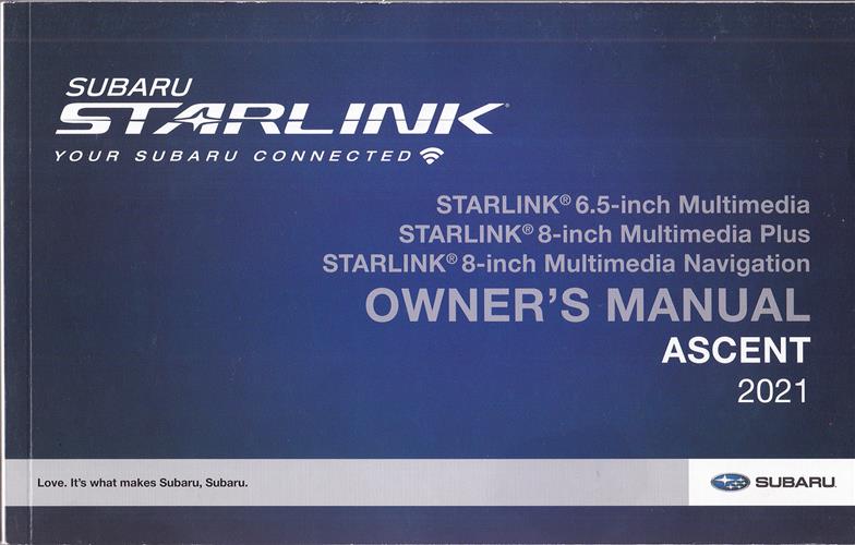 2021 Subaru Ascent Starlink Navigation & Multimedia System Owner's Manual Original