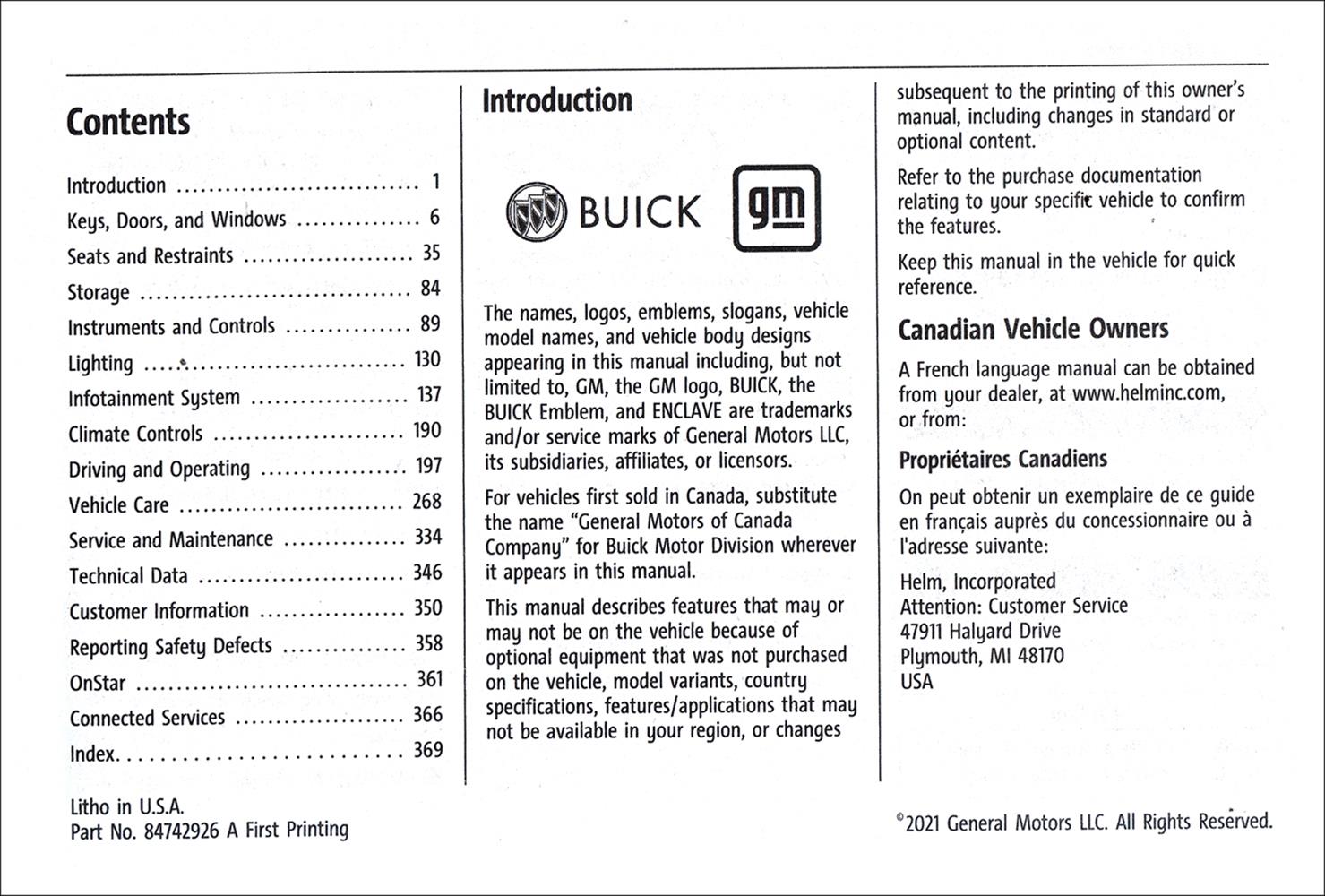 2022 Buick Enclave Owner's Manual Original