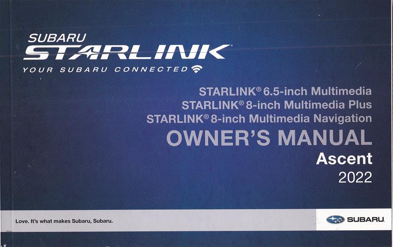 2022 Subaru Ascent Starlink Navigation & Multimedia System Owner's Manual Original
