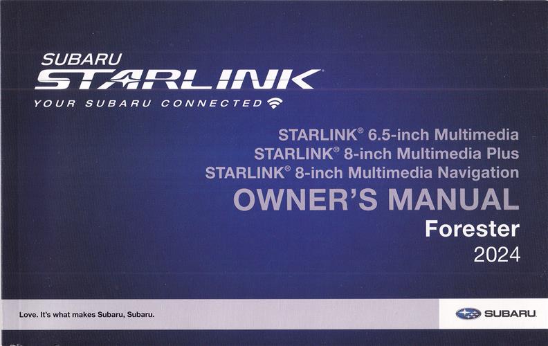 2024 Subaru Forester Starlink Navigation System Owner's Manual Original