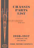 1928-1937 Ford Reprint Chassis Part Book for Model A and V8 Car Pickup