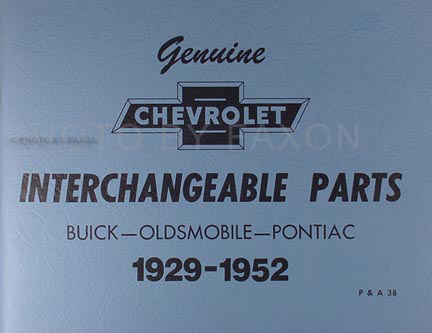 1941-1952 Chevrolet Buick Olds Pontiac Parts Interchange Book Reprint
