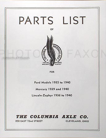 1937-1938-1939 Ford Columbia Reprint Overdrive Axle Manual 4-Piece Set