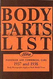 1937-1938 Ford Car & Pickup Truck Reprint Body Parts List