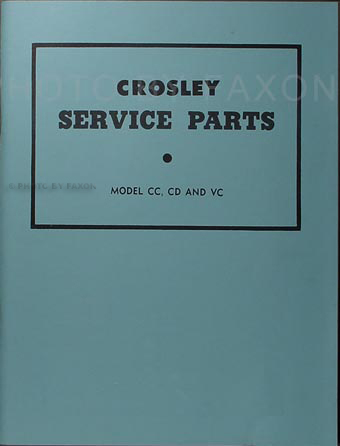 1946-1952 Crosley Parts Book Reprint