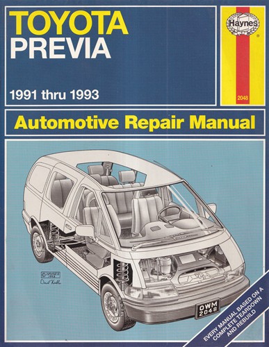 Haynes Automotive Repair Manual Toyota Previa 1991-1993 