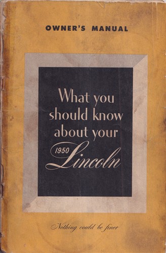 1950 Lincoln & Cosmopolitan Owner's Manual Original