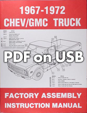 USB 1967-1972 Chevrolet Truck GMC Assembly Manual Pickup Suburban Blazer Jimmy