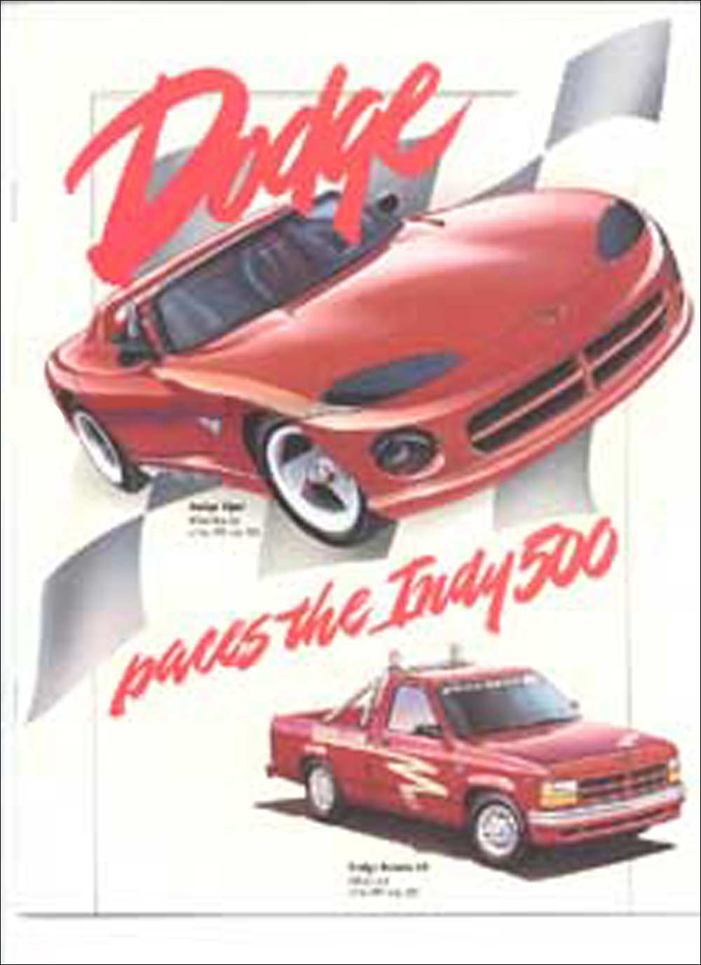 1991 Indy 500 Dodge Viper Stealth Dakota Dealer Only Brochure Original