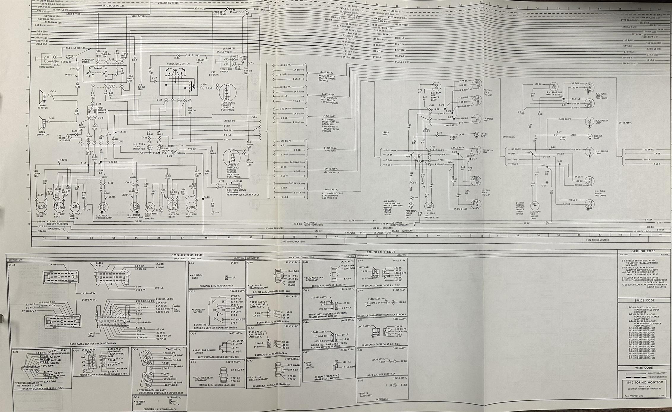 1972 Ford Torino Ranchero Montego Wiring Diagram Original