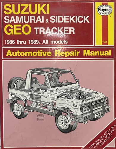 Haynes Automotive Repair Manual Suzuki Samurai + Sidekick & Geo Tracker 1986-1989