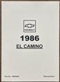 1986 Chevrolet El Camino Owner's Manual Factory Reprint