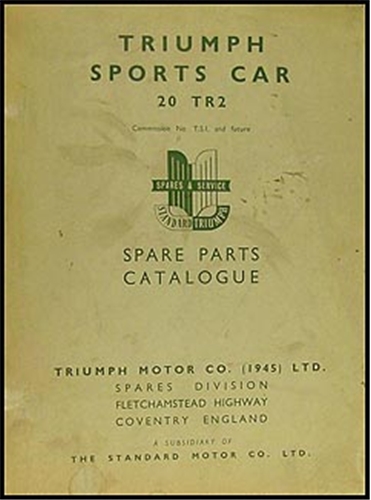 1954-1955 Triumph TR2 Parts Book Original
