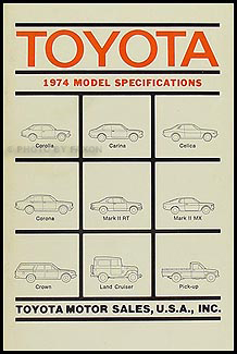 1974 Toyota Pickup Service Specs Manual Original No. 01660