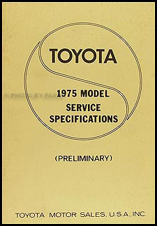 1975 Toyota Service Specs Manual Original No. 42463-1