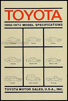 1969-1973 Toyota Service Specs Manual Original No. 01632