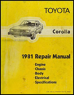 1981 Toyota Corolla Shop Manual Original No. 36051 (3T-C)