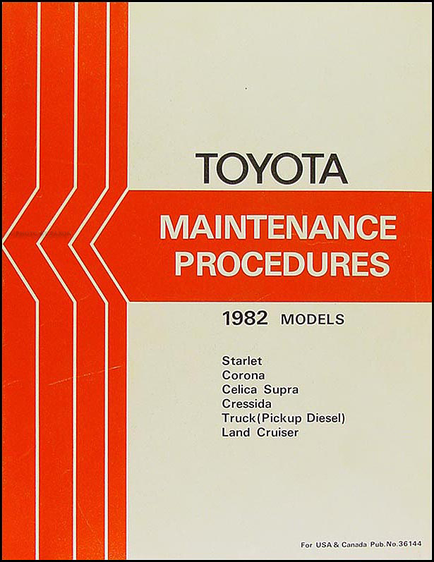1982 Toyota Car & Truck Maintenance Procedures Manual Original