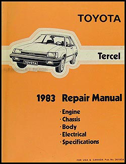 1983 Toyota Corolla Tercel Shop Manual Original No. 36193A