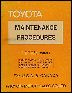 1979 Toyota Supra Maint. Procedures Manual Original No. 98228