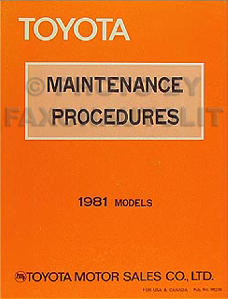 1981 Toyota Maintenance Procedures Manual Original