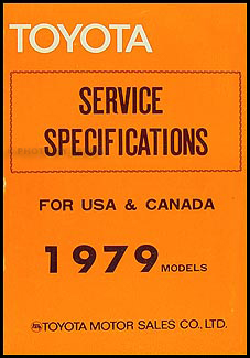 1979 Toyota Service Specifications Manual Original No. 98314