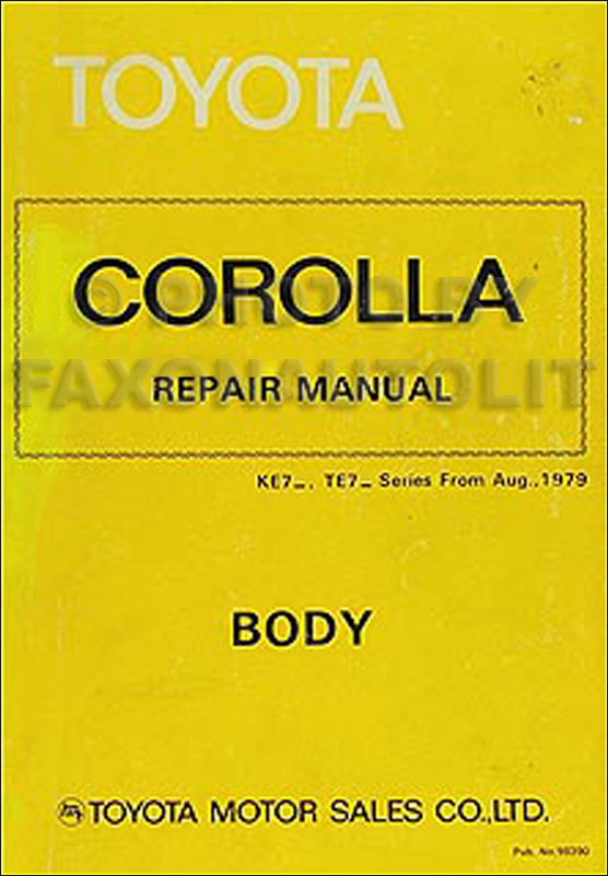1980 Toyota Corolla Body Repair Manual Original No. 98390